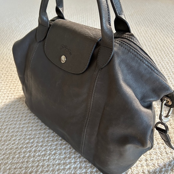 Longchamp Le Cuir Medium Leather Tote Gray - Picture 3 of 9